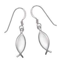 Cargar imagen en el visor de la galería, Perlmuttohrringe Fisch weiß 20 mm 925er Sterling Silber Ohrringe Perlmutt - chic-net.de
