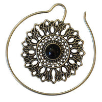 Load image into Gallery viewer, Piercing 10g Ohrgewicht White Brass Blume Onyx Spirale - chic-net.de
