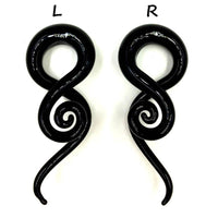 Cargar imagen en el visor de la galería, Piercing Feuerglas Spiral Taper schwarz Dehnschnecke 30g - chic-net.de
