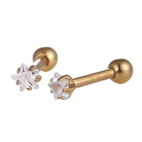 Cargar imagen en el visor de la galería, Piercing goldfarben weißer Sternförmiger Zirkonia Stein eingefasst aus Edelstahl - chic-net.de
