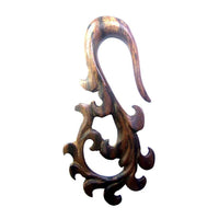 Cargar imagen en el visor de la galería, Piercing Holz ebony wood Schnörkel Ohrstecker Expander handgeschnitzt - chic-net.de
