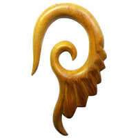 Cargar imagen en el visor de la galería, Piercing Holz Jack fruit wood Flügel Ohrstecker Expander handgeschnitzt - chic-net.de
