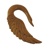 Cargar imagen en el visor de la galería, Piercing Holz Jack fruit wood Schwan Hals gebogen Flügel Ohrstecker Expander handgeschnitzt - chic-net.de
