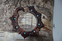 Cargar imagen en el visor de la galería, Piercing Holz Türkis Blumen Hoop 6,5mm Creole Hook - chic-net.de
