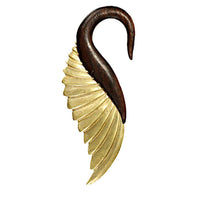 Cargar imagen en el visor de la galería, Piercing Hook Schwan Dehnschnecke aus Narraholz Brass - chic-net.de
