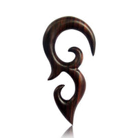 Cargar imagen en el visor de la galería, Piercing Narra Holz Haken Axt Spirale braun gemasert Plug Ohrstecker Expander - chic-net.de

