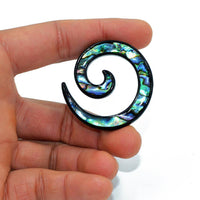 Cargar imagen en el visor de la galería, Piercing Ohrgewicht Brass Dehnschnecke Paua Abalone - chic-net.de
