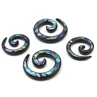 Cargar imagen en el visor de la galería, Piercing Ohrgewicht Brass Dehnschnecke Paua Abalone - chic-net.de

