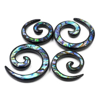 Cargar imagen en el visor de la galería, Piercing Ohrgewicht Brass Dehnschnecke Paua Abalone - chic-net.de
