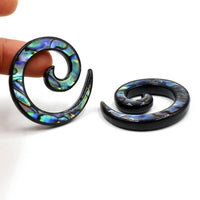 Cargar imagen en el visor de la galería, Piercing Ohrgewicht Brass Dehnschnecke Paua Abalone - chic-net.de
