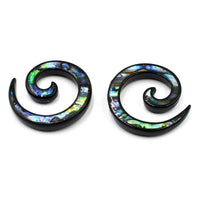 Cargar imagen en el visor de la galería, Piercing Ohrgewicht Brass Dehnschnecke Paua Abalone - chic-net.de
