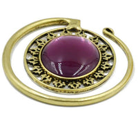 Load image into Gallery viewer, Piercing Ohrgewicht Brass oval Stein lila 4,7mm Spirale - chic-net.de
