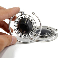 Load image into Gallery viewer, Piercing Ohrgewicht Brass oval Stein schwarz 4,7mm - chic-net.de
