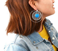 Load image into Gallery viewer, Piercing Ohrgewicht White Brass Blume Stein blau Spirale - chic-net.de
