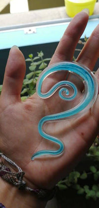 Load image into Gallery viewer, Piercing Pyrexglas Dehnschnecke türkis klar handmade - chic-net.de
