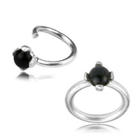 Load image into Gallery viewer, Piercing Ring 925 Silber Labret Tragus 1.2mm Onyx - chic-net.de
