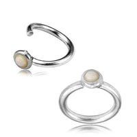 Load image into Gallery viewer, Piercing Ring 925 Silber Labret Tragus 1.2mm Opal weiß - chic-net.de

