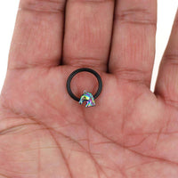 Cargar imagen en el visor de la galería, Piercing Ring Pegasus Pferd Edelstahl bunt schwarz 0.8mm.
