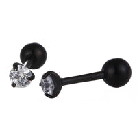 Cargar imagen en el visor de la galería, Piercing schwarz weißer runder Zirkonia Stein eingefasst aus Edelstahl - chic-net.de
