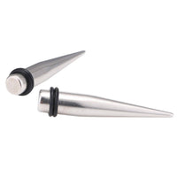 Load image into Gallery viewer, Piercing Spike Expander Edelstahl silbern Ohrstecker zwei Gummiringe schwarz - chic-net.de
