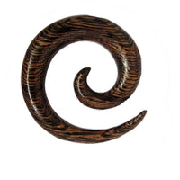 Cargar imagen en el visor de la galería, Piercing Spirale Parasit Holz Plug Ohrstecker braun Wellen Maserung - chic-net.de
