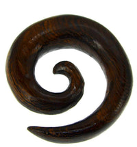 Cargar imagen en el visor de la galería, Piercing Spirale Parasit Holz Plug Ohrstecker braun Wellen Maserung - chic-net.de
