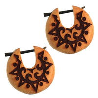 Cargar imagen en el visor de la galería, Pin Creolen Jackfrucht Holz hell Horn-Pin 23 mm rund dunkle Gravur Motiv - chic-net.de
