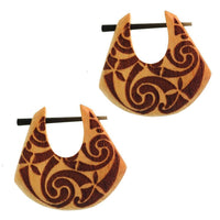 Cargar imagen en el visor de la galería, Pin Creolen Jackfrucht Holz hell Horn-Pin 23 mm Träne dunkle Gravur Motiv - chic-net.de
