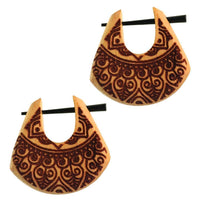 Cargar imagen en el visor de la galería, Pin Creolen Jackfrucht Holz hell Horn-Pin 23 mm Träne dunkle Gravur Motiv - chic-net.de
