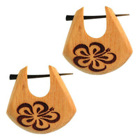 Cargar imagen en el visor de la galería, Pin Creolen Jackfrucht Holz hell Horn-Pin 23 mm Träne dunkle Gravur Motiv - chic-net.de
