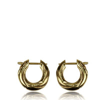 Cargar imagen en el visor de la galería, Pin Creolen Messing Brass antik golden verziert handgefertigt Ohrringe - chic-net.de
