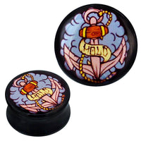 Cargar imagen en el visor de la galería, Plug Acryl Anker HOLD Holz grau gelb braun Piercing Ohrschmuck - chic-net.de
