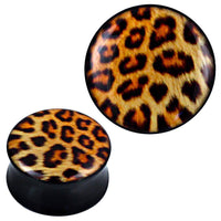 Cargar imagen en el visor de la galería, Plug Acryl Leo Muster gelb braun schwarz Expander Piercing Ohrschmuck - chic-net.de
