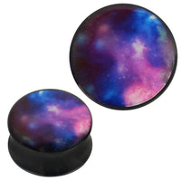 Cargar imagen en el visor de la galería, Plug Acryl lila pink weiß Weltall schwarz Piercing Ohrschmuck - chic-net.de
