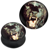 Load image into Gallery viewer, Plug Acryl Puma fauchend Kreuz schwarz Piercing Ohrschmuck - chic-net.de
