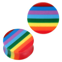 Load image into Gallery viewer, Plug Acryl Streifen Regenbogen Farben Piercing Ohrschmuck - chic-net.de
