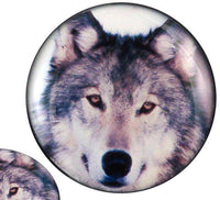 Load image into Gallery viewer, Plug Acryl weiß grauer Wolf Kopf schwarz Piercing Ohrschmuck - chic-net.de
