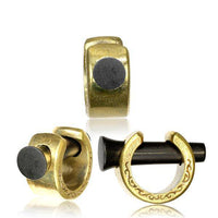 Cargar imagen en el visor de la galería, Plug Arangholz Holz Pin Creole Messing gold Dornen - chic-net.de

