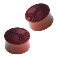 Load image into Gallery viewer, Plug braun Holz Baum des Lebens dunkel Gravur Flechtrand - chic-net.de
