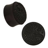 Load image into Gallery viewer, Plug Holz schwarz Adlerkopf handgeschnitzt Federkleid Schnabel Tribal Piercing - chic-net.de
