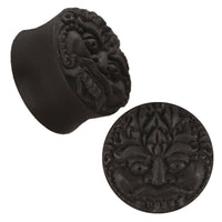 Cargar imagen en el visor de la galería, Plug Holz schwarz Stammes Maske Schnurrbart handgeschnitzt Tribal Piercing - chic-net.de
