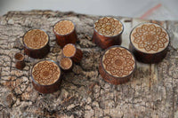 Load image into Gallery viewer, Plug Holz Tamarinde Krokodilholz hell dunkel Mandala Blüte Gravur - chic-net.de
