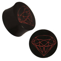 Load image into Gallery viewer, Plug Horn rote Gravur schwarz Diamant Stein facettiert Piercing handgeschnitzt - chic-net.de
