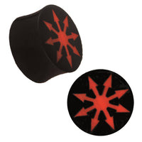 Cargar imagen en el visor de la galería, Plug Horn rote Gravur schwarz Kreis Pfeile Piercing handgeschnitzt - chic-net.de
