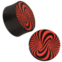 Load image into Gallery viewer, Plug Horn rote Gravur schwarz Strudel Sanduhr Form Piercing Tribal - chic-net.de
