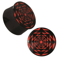 Load image into Gallery viewer, Plug Horn rote Gravur schwarz Viereck Kreis Sternmuster - chic-net.de
