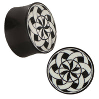 Load image into Gallery viewer, Plug Horn weiß Gravur schwarz Bänder Blende Sternmuster - chic-net.de
