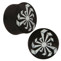 Cargar imagen en el visor de la galería, Plug Horn weiße Gravur schwarz Säulen Windrad Piercing Tribal - chic-net.de
