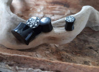 Load image into Gallery viewer, Plug Horn weiße Gravur schwarz Sternmuster Bänder Blende - chic-net.de
