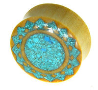 Load image into Gallery viewer, Plug Krokodilholz crushed Türkis Sonne double flared - chic-net.de
